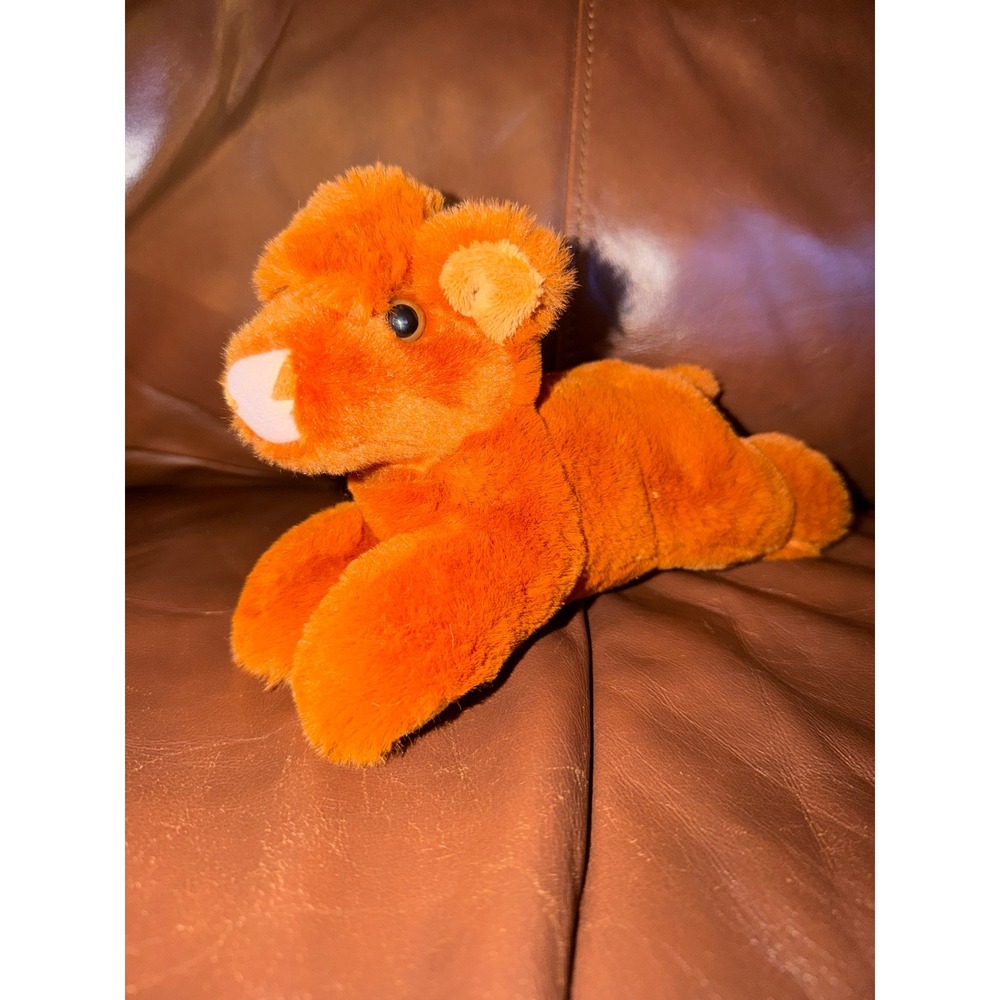 Aurora Orange Cow Plush Stuffed Animal Small Weighted Paws Lying Down Toy